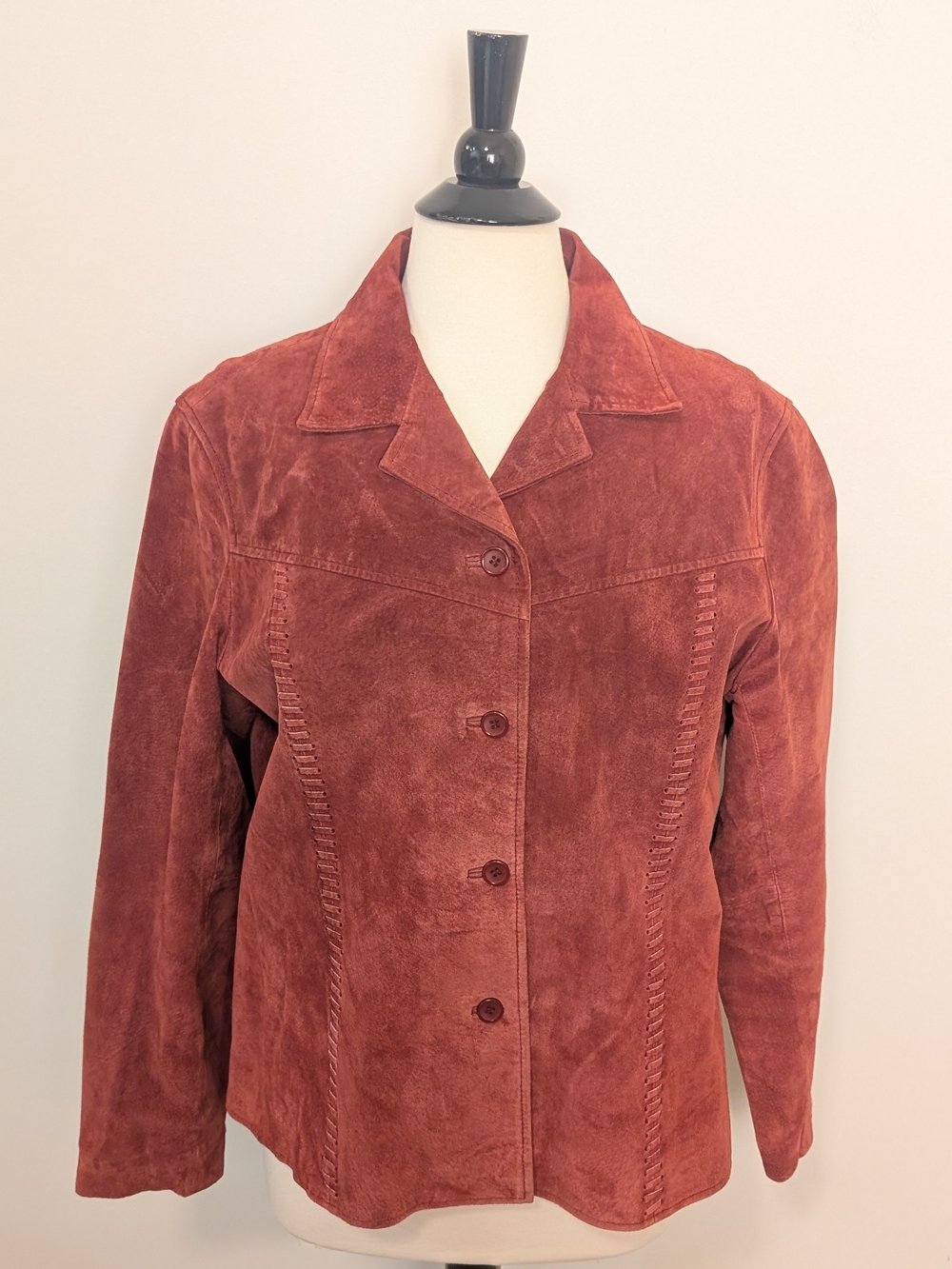Van Heusen Rust 100% Suede Leather Western Details Button-Front Women's Jacket L